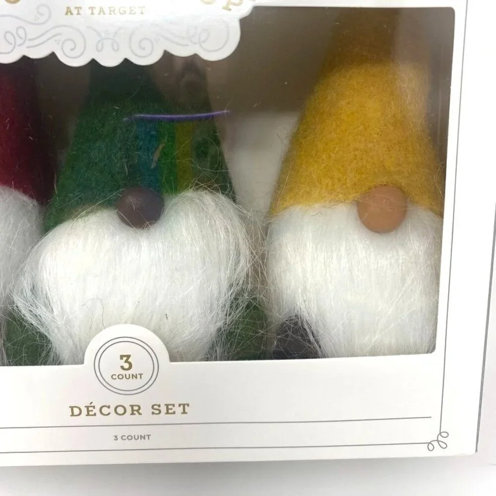 Target Wondershop 3 Gnome Decor Set Felted Holiday Tabletop Mantel
